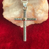 Hand-Forged Sterling Silver Cross Necklace With 14k Gold Bead Accent