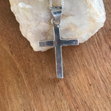 Sterling Silver Cross with Opal Cabochon and chain