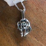 Round  Custom Cut Blue Topaz Pendent, Silver Setting and Chain