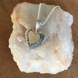 Heart Pendent 925 Silver with 14k Gold Heart Center, 18"Chain