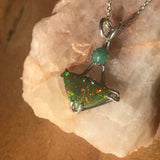 Exquisite Ethiopean Opal with Emerld Accent 16" chain