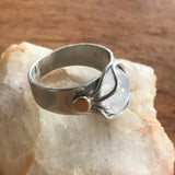 Magical Moonstone Art Deco Ring, 925 Silver, 14k Gold Accessory Dot