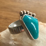 Brilliant Sleeping Beauty Turquoise Ring,925 Silver, 14k Gold Accents
