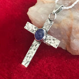 Sterling Silver Tanzanite Cross Necklace