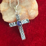 Sterling Silver Tanzanite Cross Necklace
