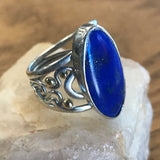Lapis Lazuli Art Deco Ring Sterling Silver