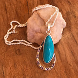 Sleeping Beauty Turquoise Pendent Set in Sterling Silver and 14k Gold