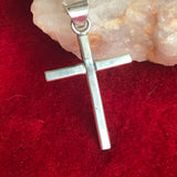 Hand-Forged Sterling Silver Cross Necklace With 14k Gold Bead Accent