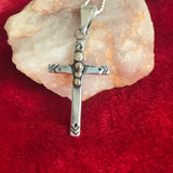 Sterling Silver Cross Necklace With Four Gold Bead Accents