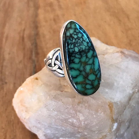 Exquisite Vintage Turquoise Custom set in 925 Silver Ring