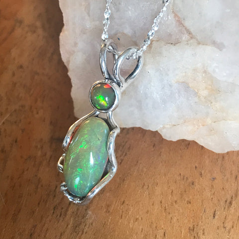 Magical Ethiopian Opals in 925 Silver Custom Pendent with Silver Chain