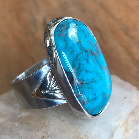 Powerful Men's Turquoise Ring, set in 925 Silver