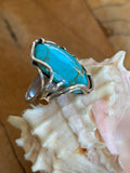 Quality Vintage Turquoise Ring, custom set in 925 Silver with 14k Gold Accents