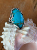 Quality Vintage Turquoise Ring, custom set in 925 Silver with 14k Gold Accents
