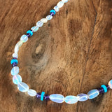 Polar Blue Ethiopian Opal Necklace With Amethyst and Turquoise Accents and Clasp