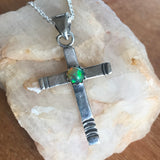 Sterling Silver Cross with Opal Cabochon and chain