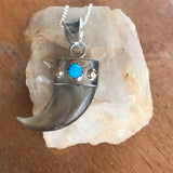Bear Claw Set in Sterling Silver With Turquoise Accent
