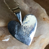 Heart Pendent With Ribbing 925 Silver With 14k Gold Center Heart, 18"Chain