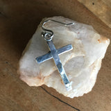 Single Cross Earring 925 Silver With Red Coral and 14k Gold Accents