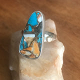Spiney Oyster, Turquoise Ring, 925 Silver, 14k Gold Acents