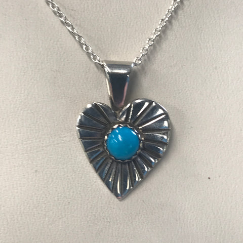 Heart Turquoise Pendent 925 Silver With 18" Chain