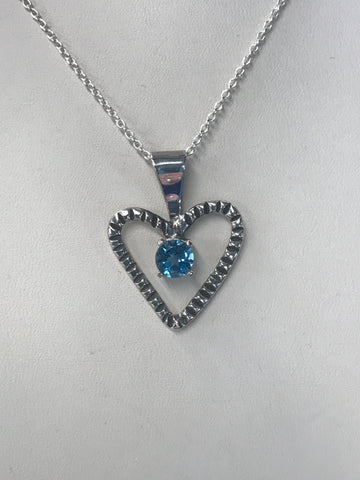 Heart Pendent With Brilliant Topaz, 925 Silver With 18"Chain