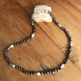 Exotic Black Pearl and Silver Necklace, Silver Clasp