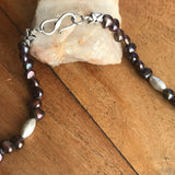 Exotic Black Pearl and Silver Necklace, Silver Clasp