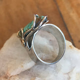 Rare #8 Turquoise Set in 925 Sterling Silver Art Deco Custom Ring
