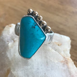 Brilliant Sleeping Beauty Turquoise Ring,925 Silver, 14k Gold Accents