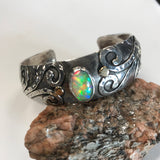 Opal Cuff in Sterling Silver with 14k Gold Accents