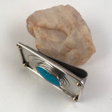 Turquoise and Sterling Silver Money Clip with 14k Gold Accents
