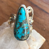 Opalescent Petrified Wood Ring Set in Sterling Silver