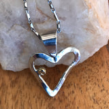 Custom Designed Sterling Silver Heart Pendent with Gold Bead and Chain