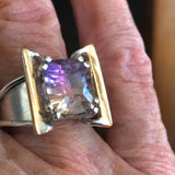 Exquisite Fancy Ametrine Ring in 14k Gold and Sterling Silver