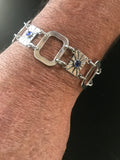 Multiple Sapphire Hand Forged Silver Bracelet