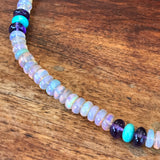 Powerful Ethiopian Opal Necklace with Amethyst and Turquoise Accents