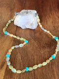 Golden Ethiopian Opal Necklace with Turquoise Accents and Sterling Silver Clasp