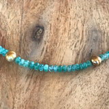 Fine Graduated Turquoise Necklace With Golden Pearl Accents