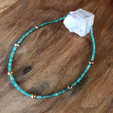 Fine Graduated Turquoise Necklace With Golden Pearl Accents