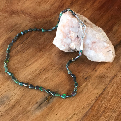 Ethiopian Opal Free Form Necklace with Sterling Silver Latch