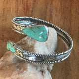 Exotic #8 Turquoise Armlet Cuff Bracelet in Sterling Silver with 14k Gold Accents