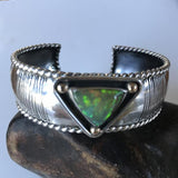 Opal Cuff in Sterling Silver with  Gold Accents